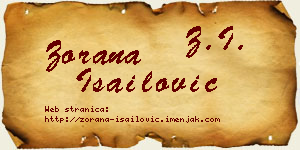 Zorana Isailović vizit kartica
